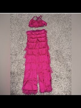 Hot Pink Fringe Two-Piece Set
